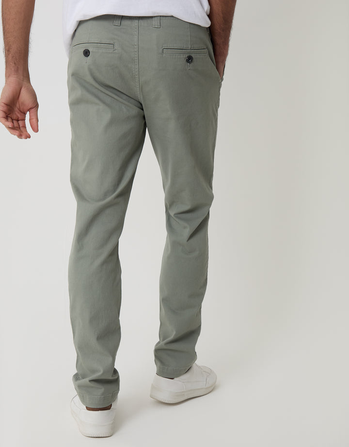 Sage Green Slim Fit Chino Trousers