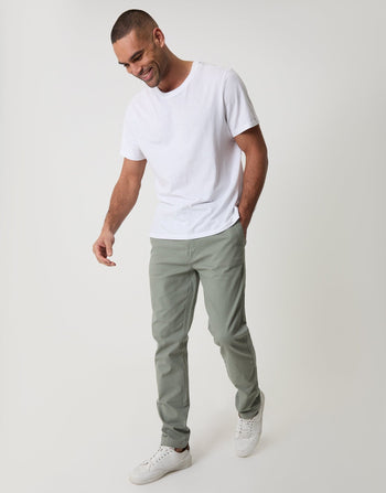 Threadbare Slim Fit Chino Trousers in Sage Green - full body