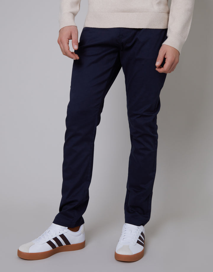 Navy Slim Fit 5 Pocket Chino Trousers