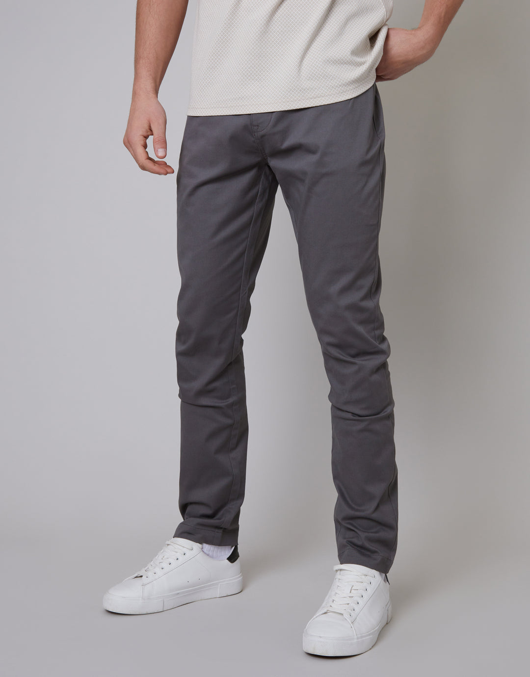 Slate Grey Slim Fit 5 Pocket Chino Trousers