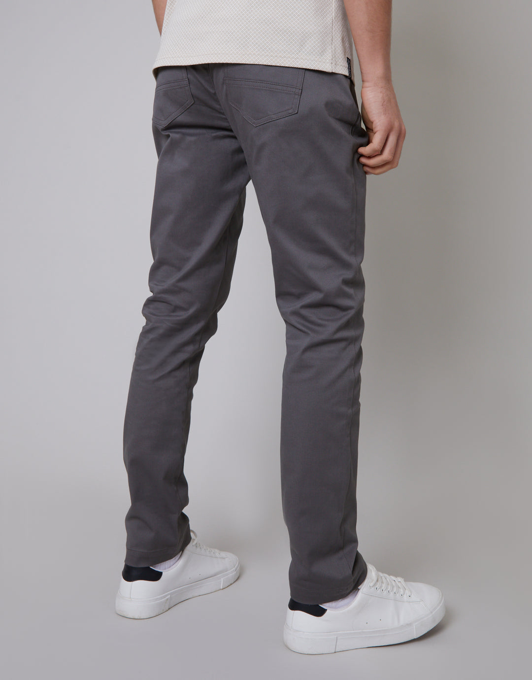 Slate Grey Slim Fit 5 Pocket Chino Trousers