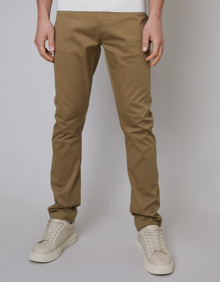 Dark Stone Slim Fit 5 Pocket Chino Trousers