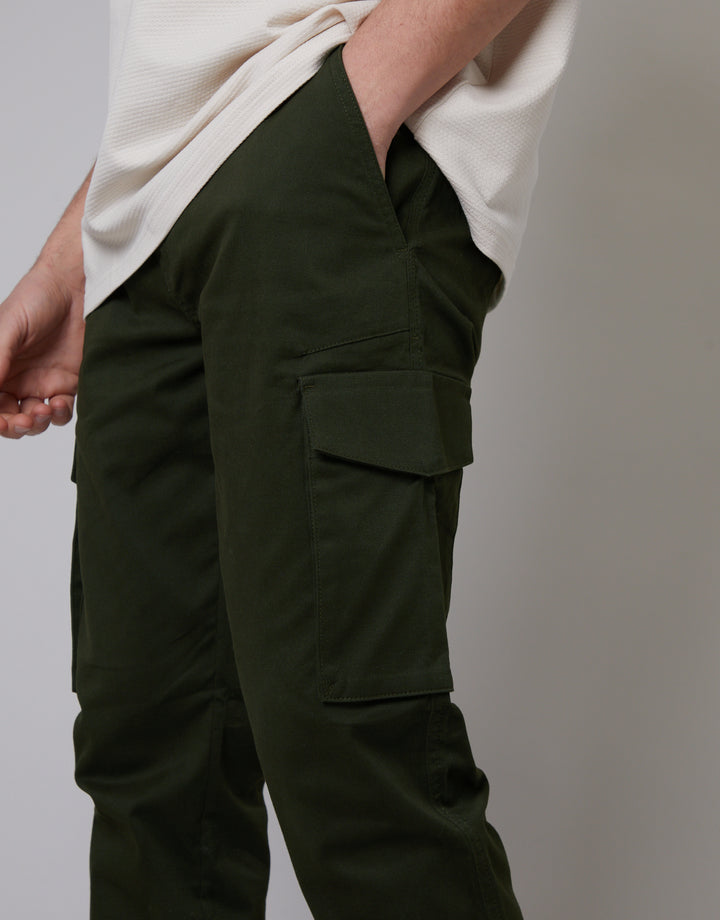 Forest Green Cargo Chino Trousers