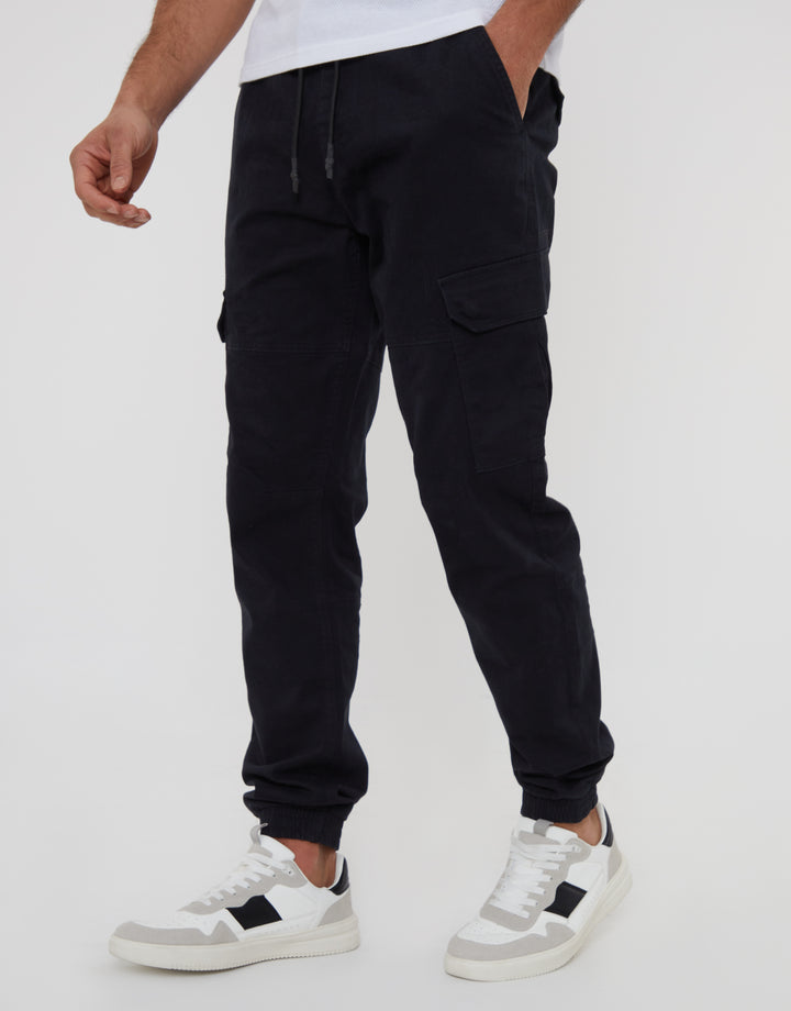 Black Jogger Style Cargo Trousers