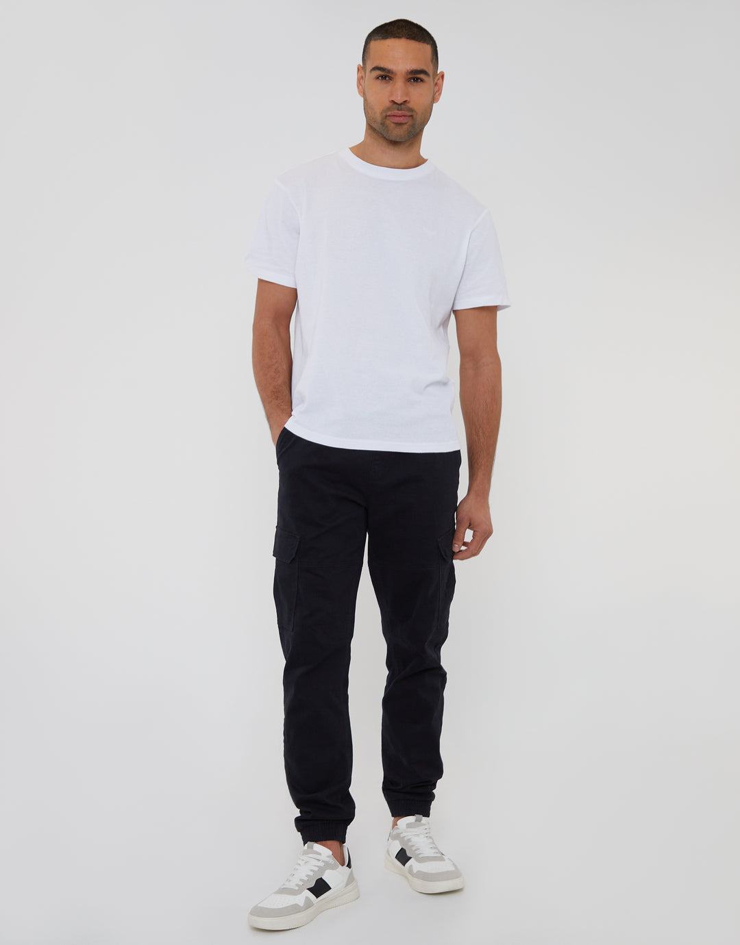 Black Jogger Style Cargo Trousers