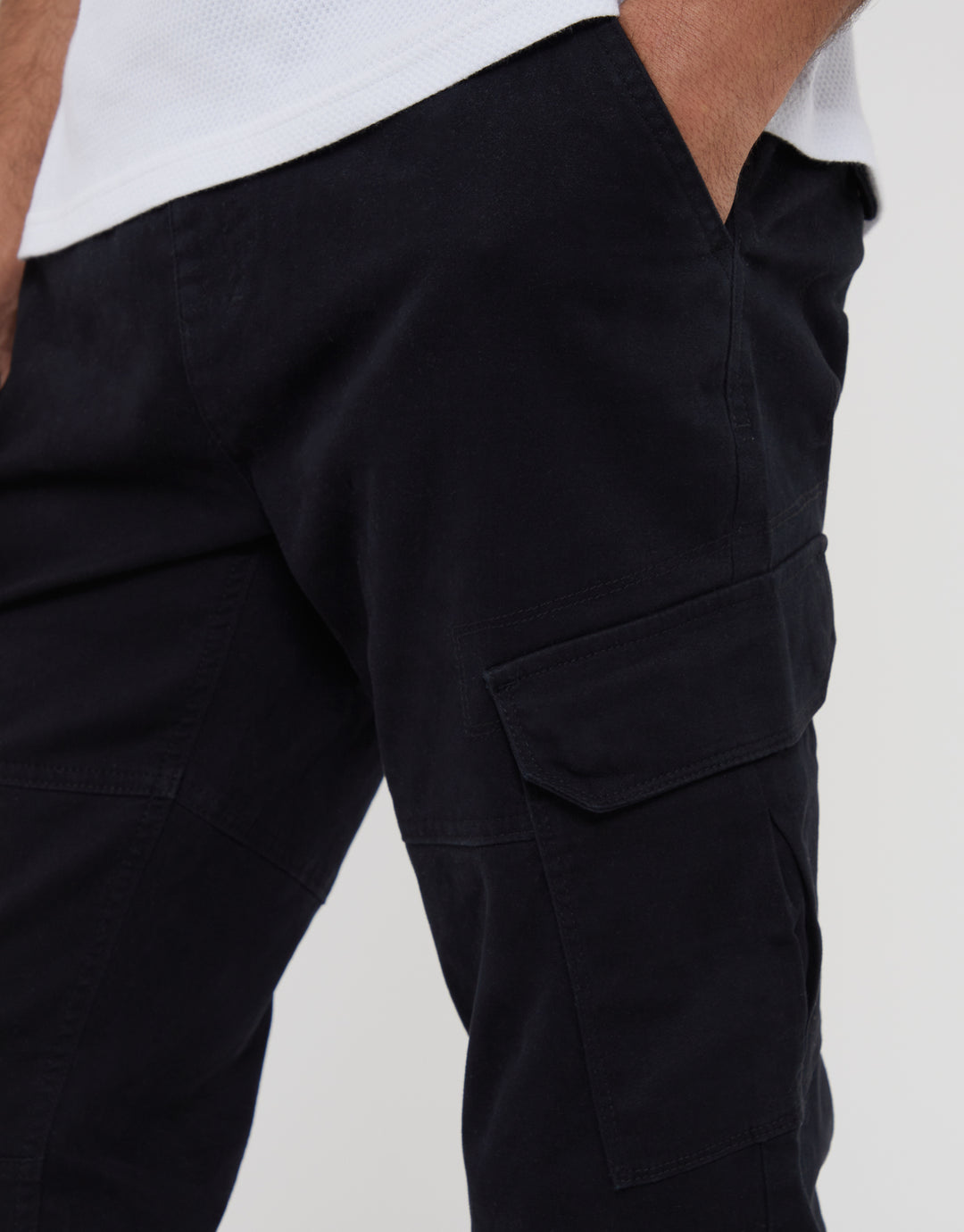 Black Jogger Style Cargo Trousers