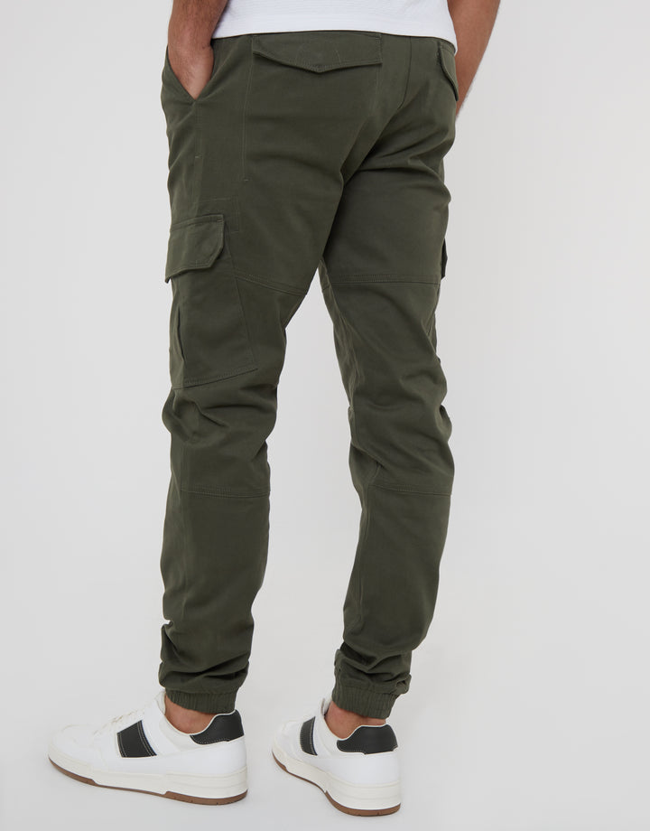 Khaki Green Jogger Style Cargo Trousers