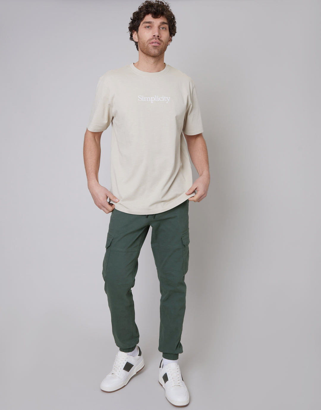 Grey Jogger Style Cargo Trousers