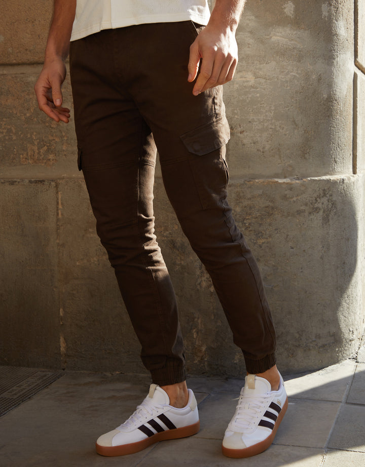Brown Jogger Style Cargo Trousers