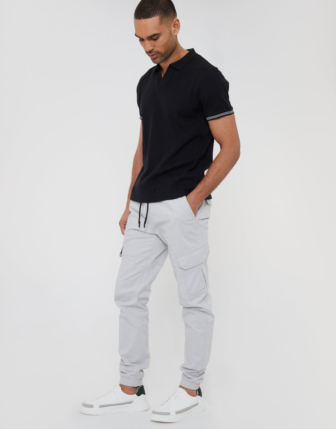 Off White Jogger Style Cargo Trousers