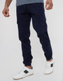 Navy Jogger Style Cargo Trousers