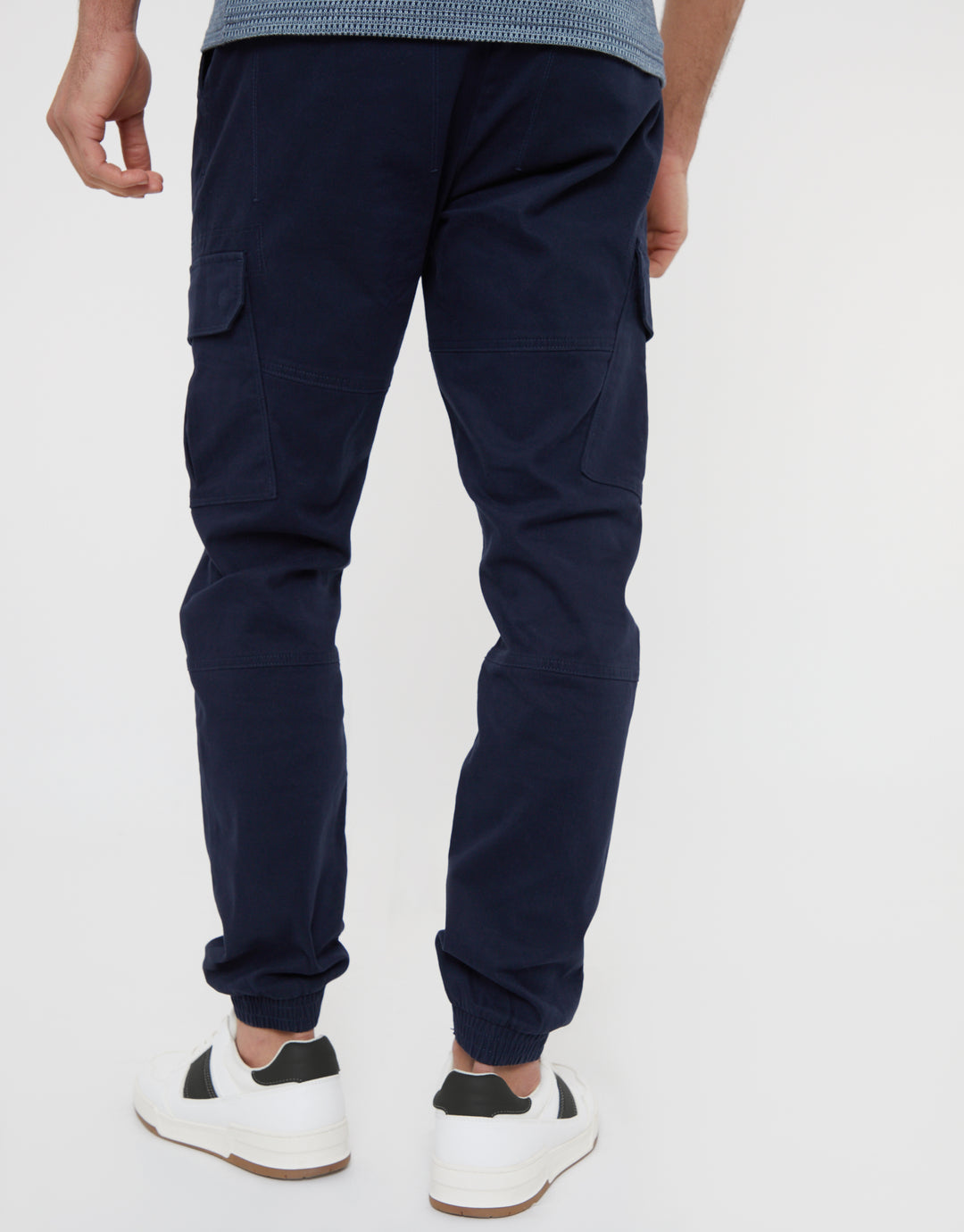 Navy Jogger Style Cargo Trousers