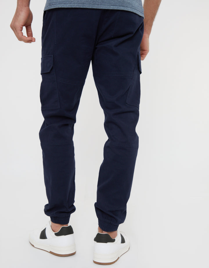 Navy Jogger Style Cargo Trousers