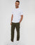 Linen Blend Cargo Trousers in Khaki Green