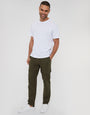 Khaki Green Linen Blend Cargo Trousers