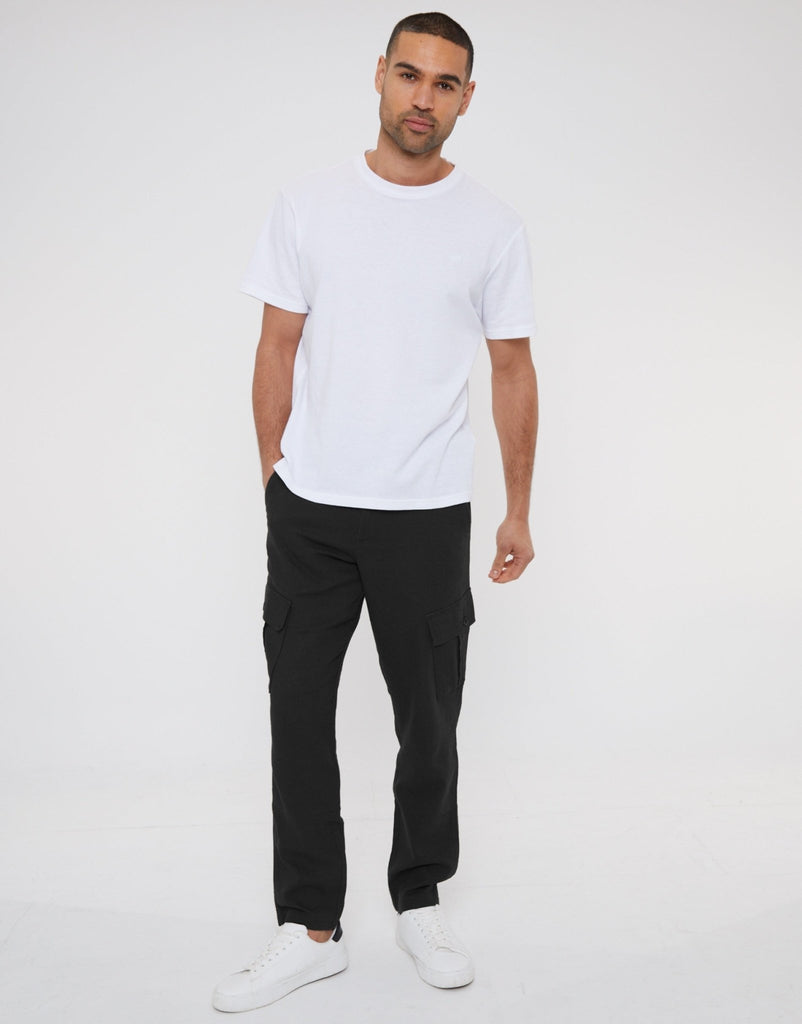 Linen Blend Cargo Trousers