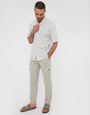 Stone Linen Blend Cargo Trousers