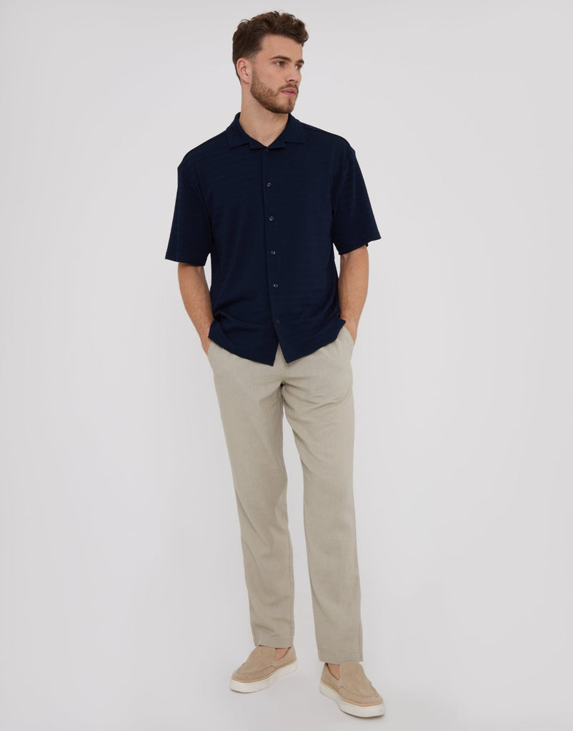 Linen Blend Drawcord Trousers