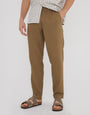 Dark Stone Linen Blend Drawcord Trousers