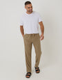 Threadbare Linen Blend Drawcord Trousers in Taupe - full body