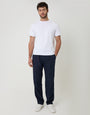Threadbare Linen Blend Drawcord Trousers in Navy - full body