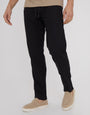 Black Linen Blend Drawcord Trousers