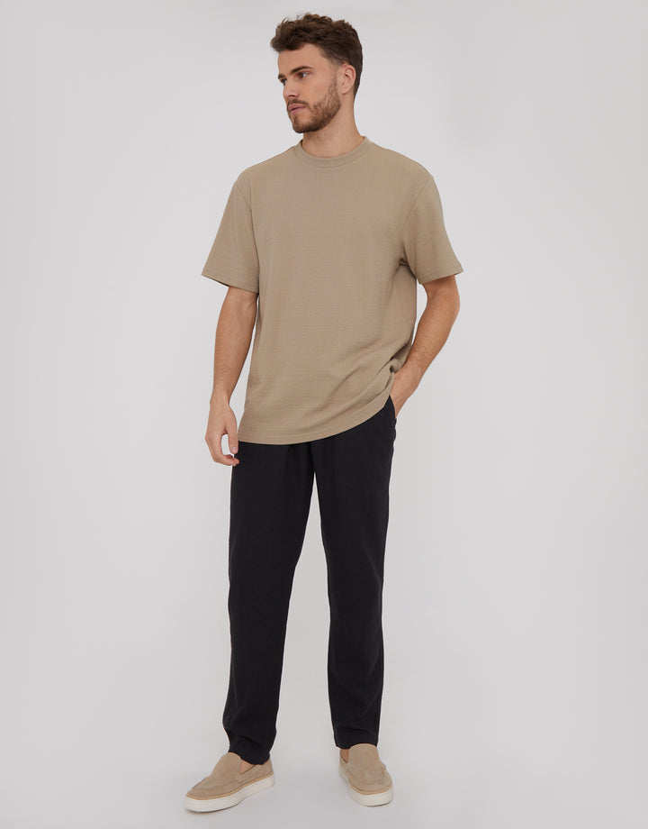 Black Linen Blend Drawcord Trousers