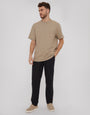 Linen Blend Drawcord Trousers in Black