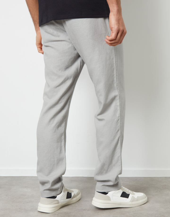 Light Grey Linen Blend Trousers