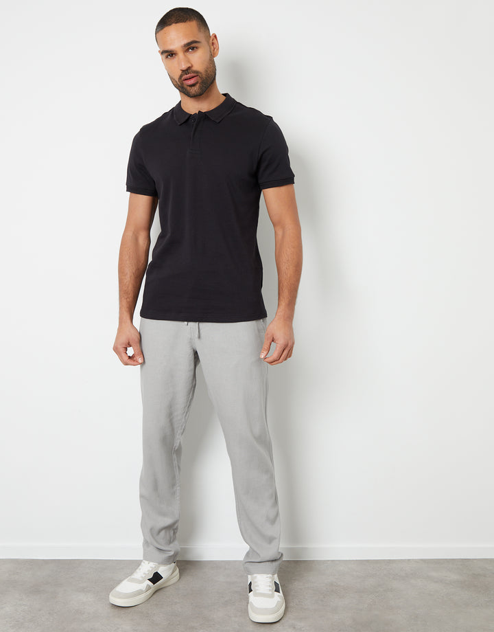 Light Grey Linen Blend Trousers