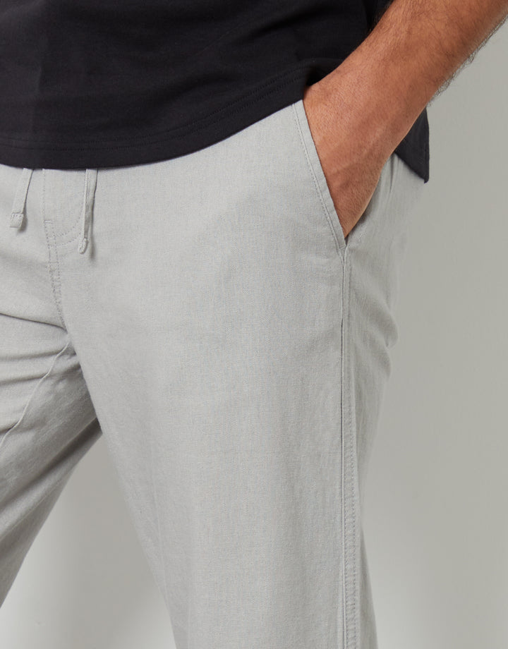 Light Grey Linen Blend Trousers