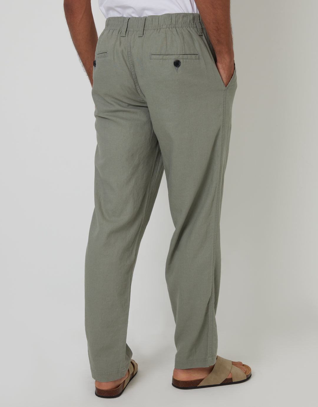 Sage Green Linen Blend Trousers