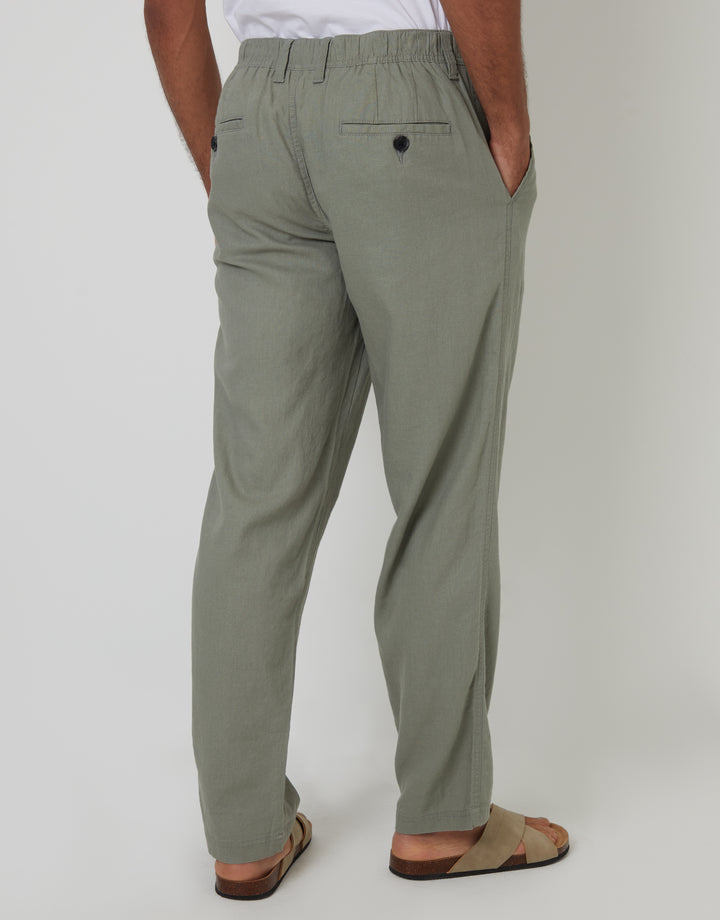 Sage Green Linen Blend Trousers