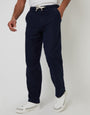 Navy Linen Blend Trousers