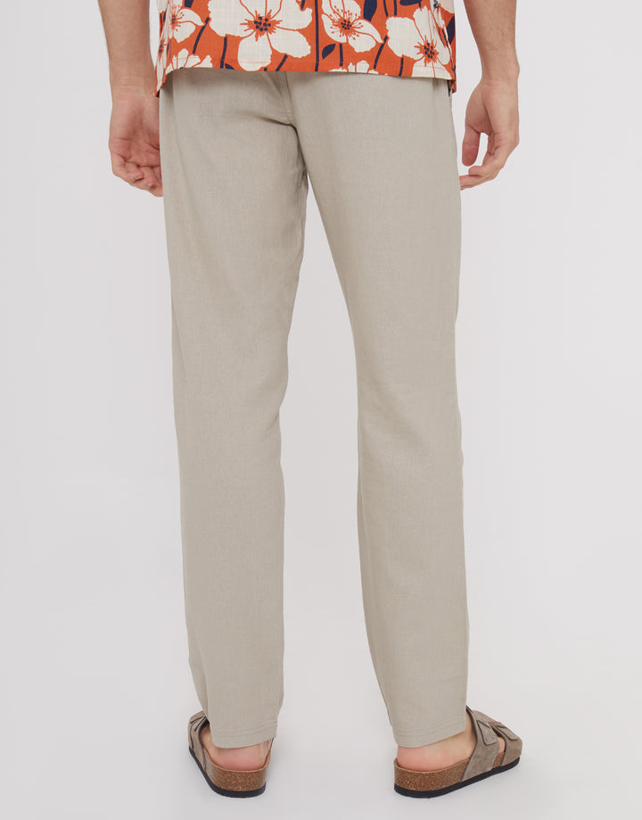 Stone Linen Blend Trousers