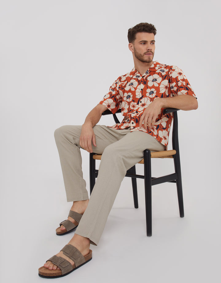 Stone Linen Blend Trousers