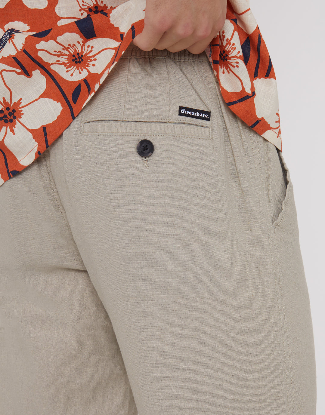 Stone Linen Blend Trousers