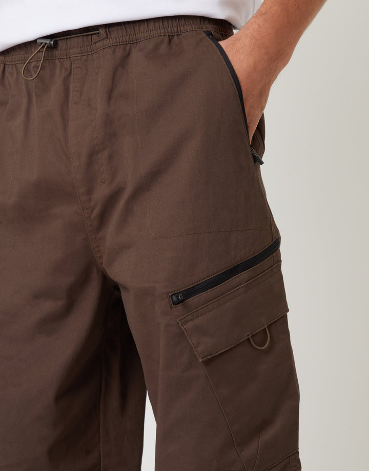 Cargo Parachute Pants in Brown