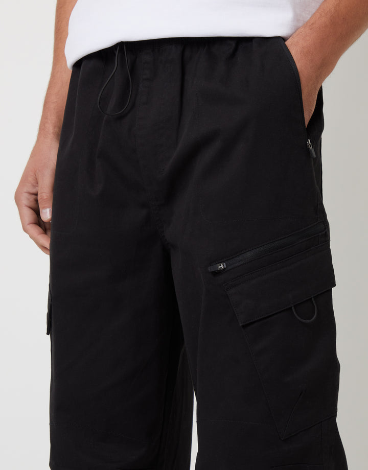 Cargo Parachute Pants in Black