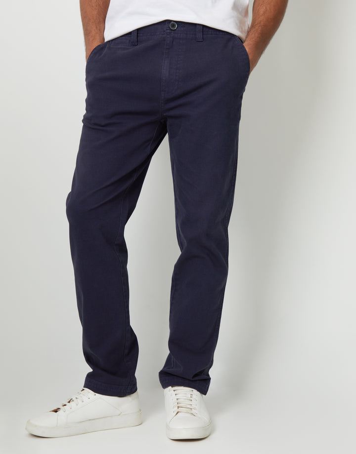 Navy Straight Leg Stretch Canvas Trousers