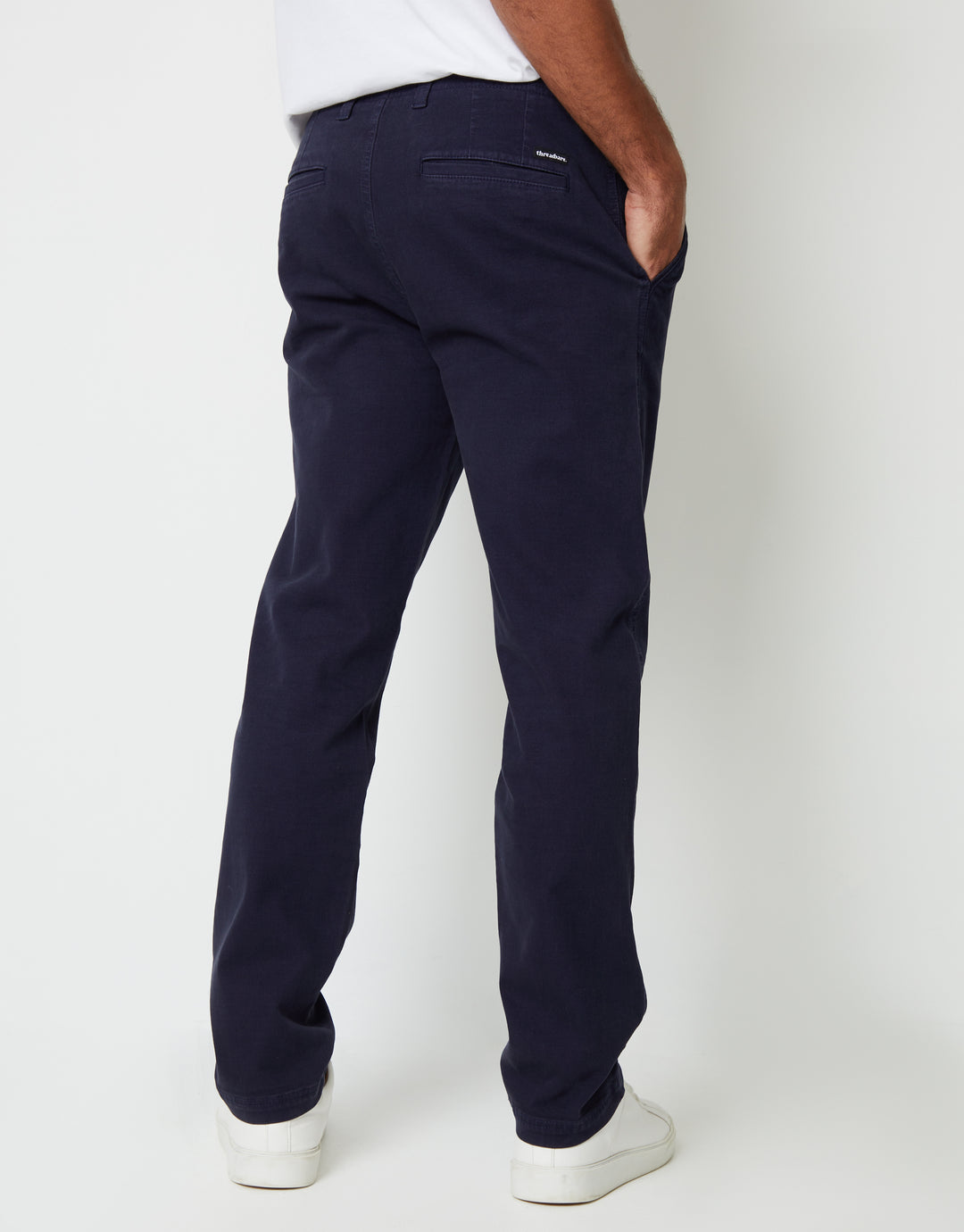 Navy Straight Leg Stretch Canvas Trousers