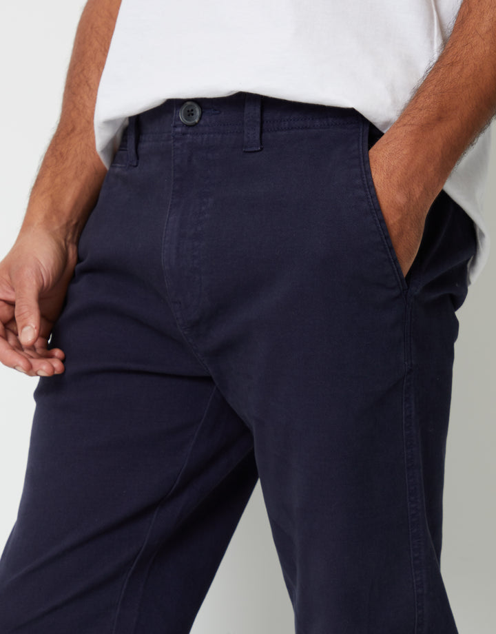 Navy Straight Leg Stretch Canvas Trousers