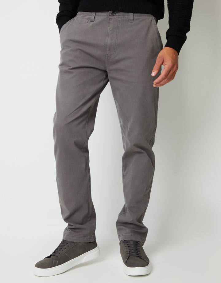 Slate Grey Straight Leg Stretch Canvas Trousers