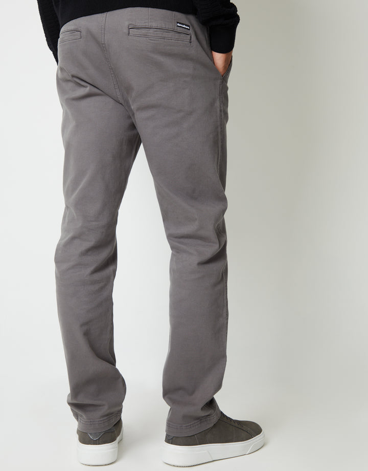Slate Grey Straight Leg Stretch Canvas Trousers