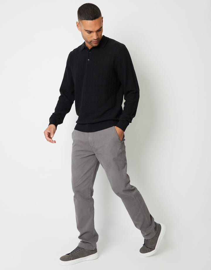 Slate Grey Straight Leg Stretch Canvas Trousers