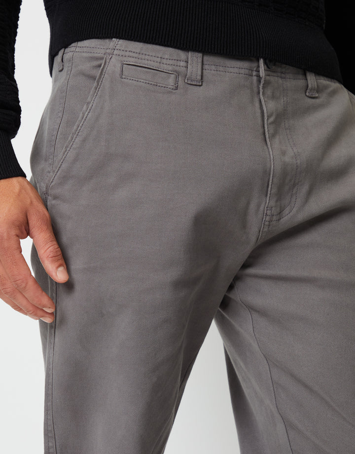 Slate Grey Straight Leg Stretch Canvas Trousers