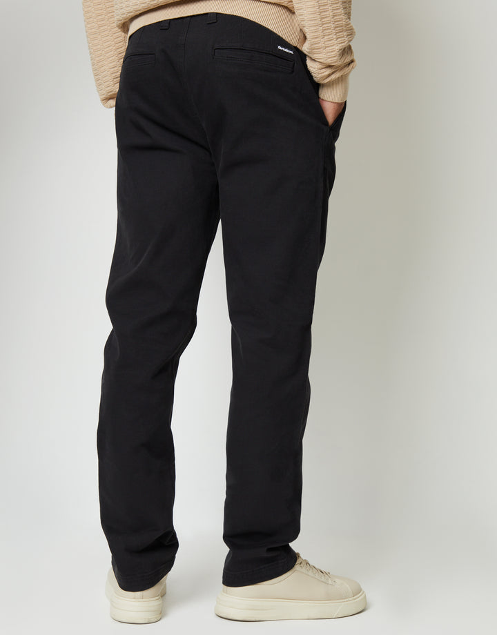 Black Straight Leg Stretch Canvas Trousers
