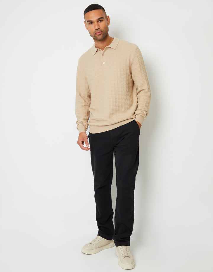 Black Straight Leg Stretch Canvas Trousers