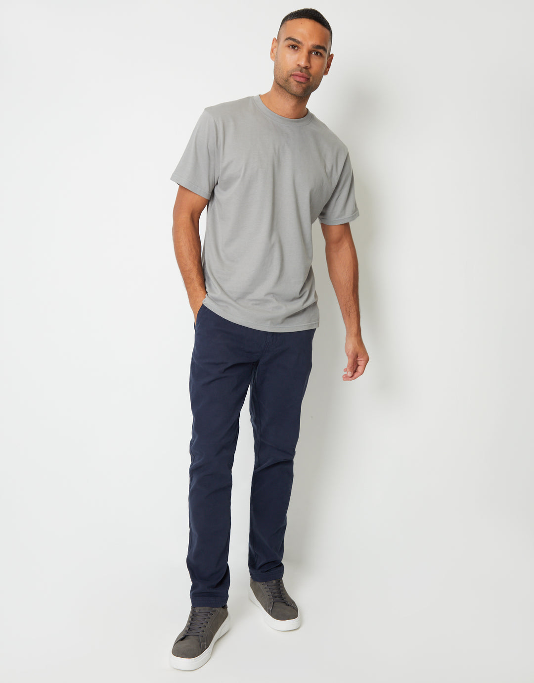 Navy Slim Fit Stretch Canvas Trousers