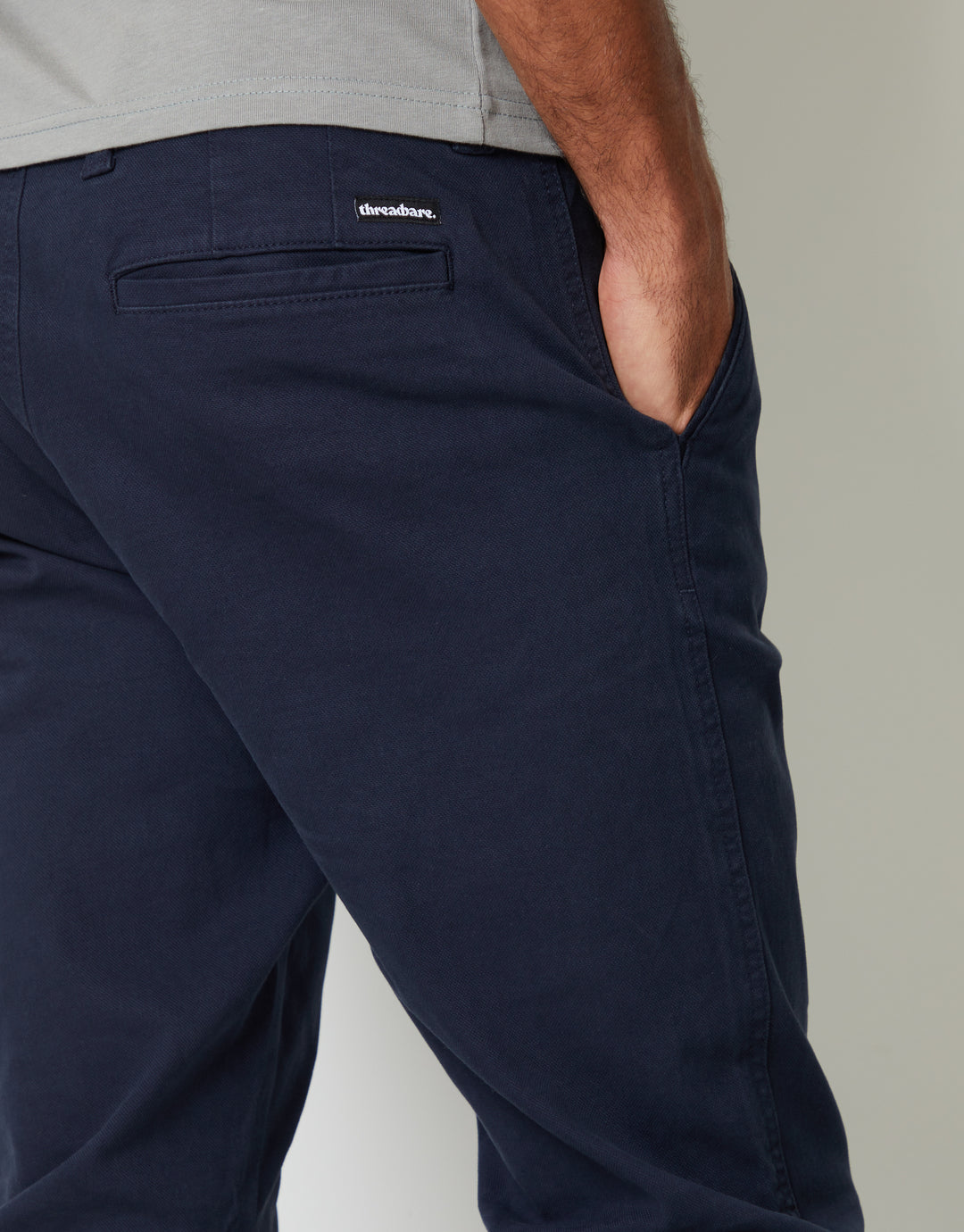Navy Slim Fit Stretch Canvas Trousers